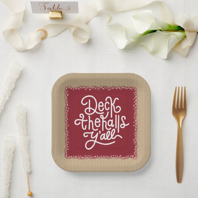 Plato De Papel Deck the Halls Y'all (Boda)