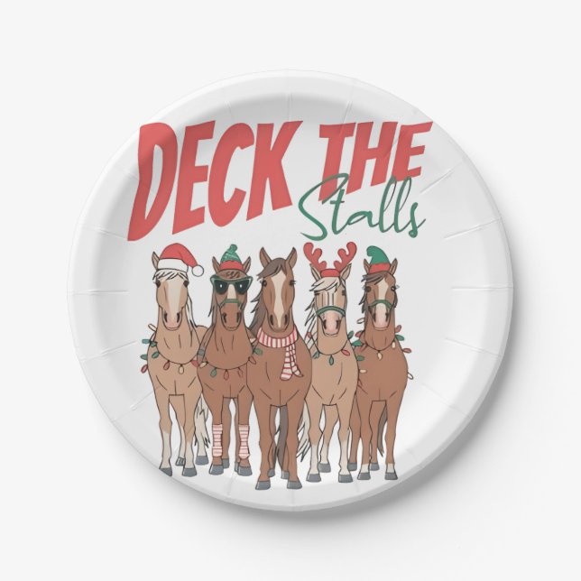Plato De Papel Deck the Stalls Funny Navidades Hombres Amantes (Anverso)