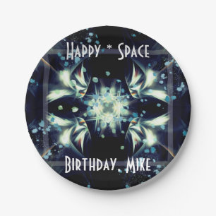 Plato De Papel Deco Star Space y sus placas de papel de texto
