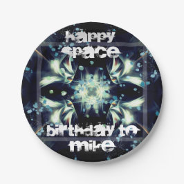 Plato De Papel Deco Star Space y tu texto