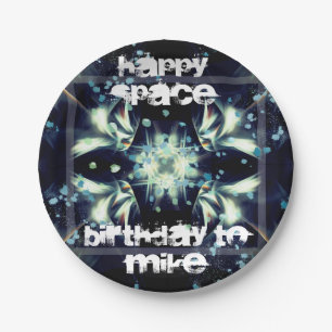 Plato De Papel Deco Star Space y tu texto