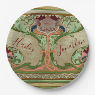 Plato De Papel Decoración Boda personalizada Art Nouveau Lotus fl
