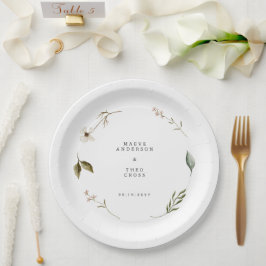 Plato De Papel Decoración de boda minimalista con flores silvestr