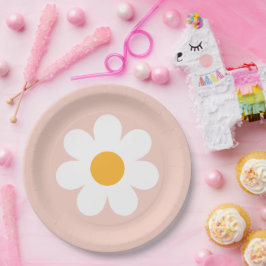 Plato De Papel Decoración de Boho Floral Daisy Groovy Cumpleaños