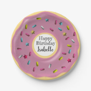 Plato De Papel Decoración de donut púrpura Personalizado suave