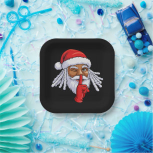 Plato De Papel Decoración de fiesta de Navidad de Papá Noel afroa