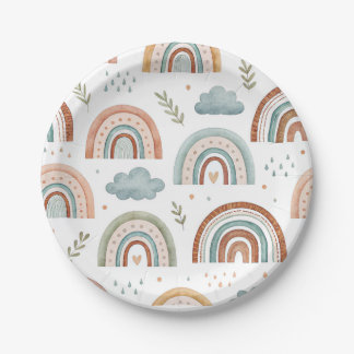 Plato De Papel Decoración de fiesta infantil con arcoíris de acua