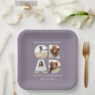 Plato De Papel Decoración de fiesta púrpura multicapa