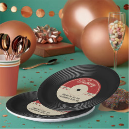 Plato De Papel Decoración de fiesta temática de música vintage pe
