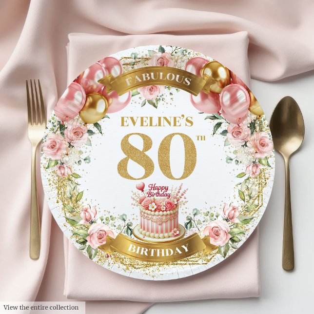 Plato De Papel Decoración de Golden 80 Birthday Plates (Golden 80 Birthday Plates Decor)