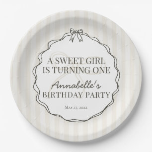 Plato De Papel Decoración de la mesa de cumpleaños beige negro de