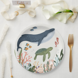 Plato De Papel Decoración De Mesa De Baby Shower Bajo El Mar