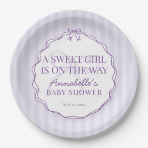 Plato De Papel Decoración de mesa de Baby Shower morado de coquet