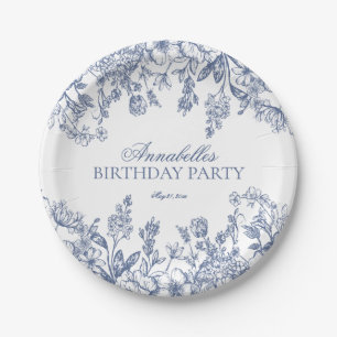 Plato De Papel Decoración de postre de cumpleaños floral vintage