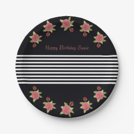 Plato De Papel Decoración En Blanco Y Negro