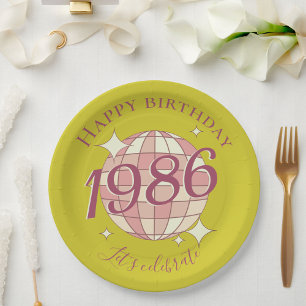 Plato De Papel Decoración para fiesta de 40 cumpleaños de 1986 Pl