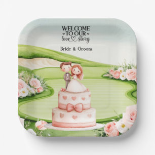 Plato De Papel Decoraciones de Bodas de golf en la placa del Libr