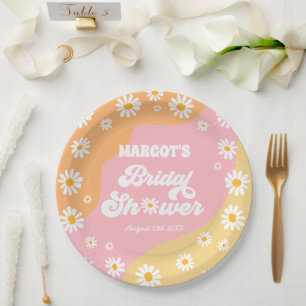 Plato De Papel Decoraciones de ducha de novia retro boho hippy Da