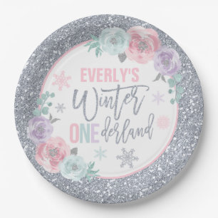 Plato De Papel Decoraciones De Invierno Onederland De Color Rosa
