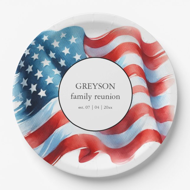 Plato De Papel Decoraciones de la Mesa Patriótica de los Estados  (Anverso)