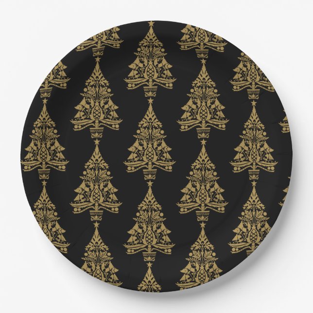 Plato De Papel Decoraciones nórdicas del árbol de Navidad escandi (Anverso)