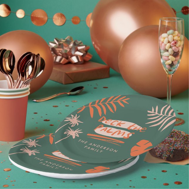 Plato De Papel Decorar las palmeras Navidades tropicales modernos (Multi)