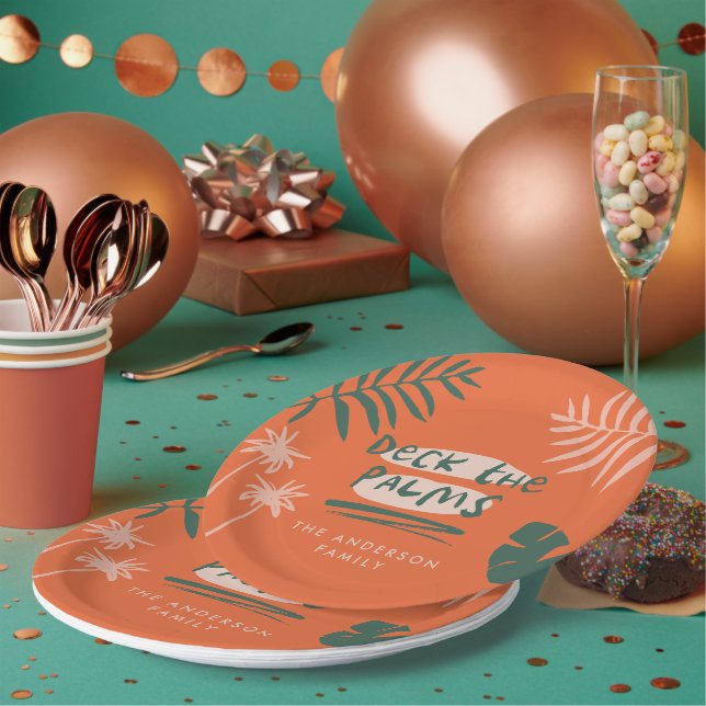 Plato De Papel Decorar las palmeras Navidades tropicales modernos (Multi)