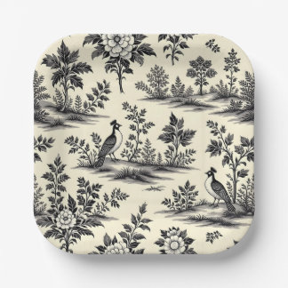 Plato De Papel Decorative French toile pattern