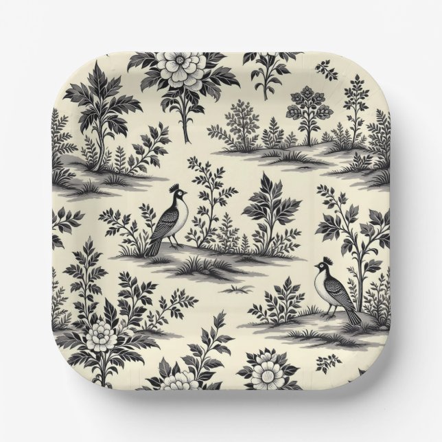 Plato De Papel Decorative French toile pattern (Anverso)