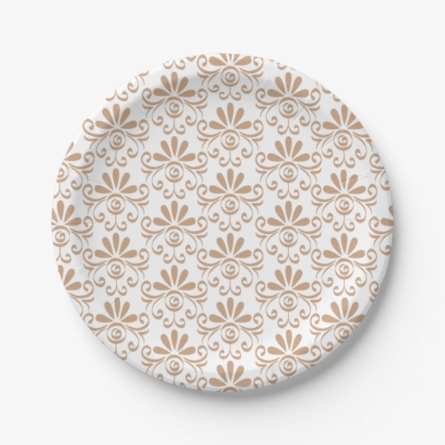 Plato De Papel decorative plate with a beige floral pattern (Anverso)
