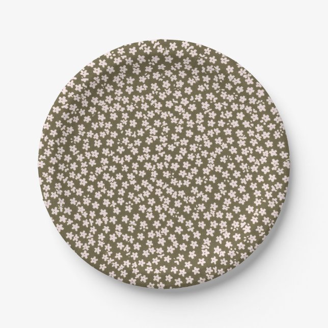 Plato De Papel Decorative Retro Japanese Floral Pattern (Anverso)