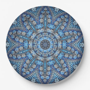 Plato de Papel Decorativo Azul de Navidad