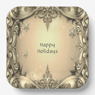 Plato de papel decorativo de fiesta Gold