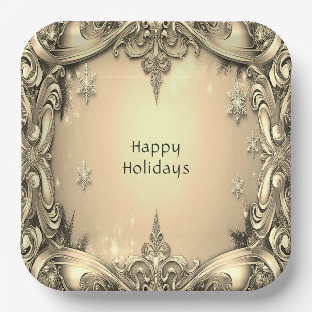 Plato de papel decorativo de fiesta Gold (Anverso)