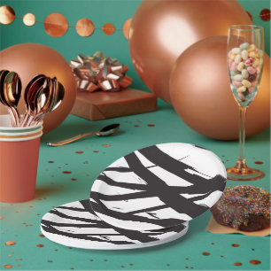 Plato De Papel Decorativo de la línea de arte moderno negro y bla