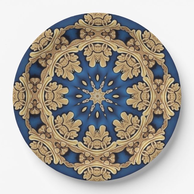 Plato de papel decorativo de oro azul (Anverso)