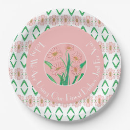 Plato De Papel Decorativo floral rosado con intención de Pun