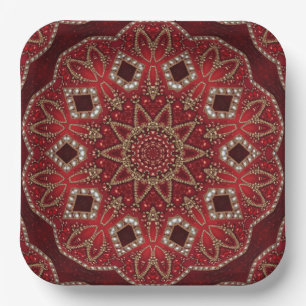 Plato de papel decorativo rojo