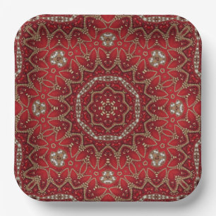 Plato de papel decorativo rojo
