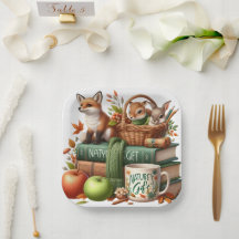 Plato de papel decorativo tema otoño
