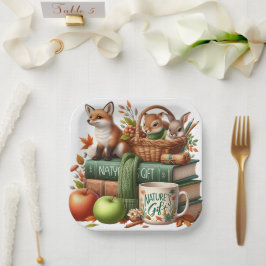 Plato de papel decorativo tema otoño
