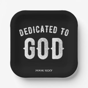 PLATO DE PAPEL DEDICADO A DIOS PERSONALIZABLE GUAY TEXTO BLANCO
