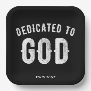 PLATO DE PAPEL DEDICADO A DIOS PERSONALIZABLE GUAY TEXTO BLANCO