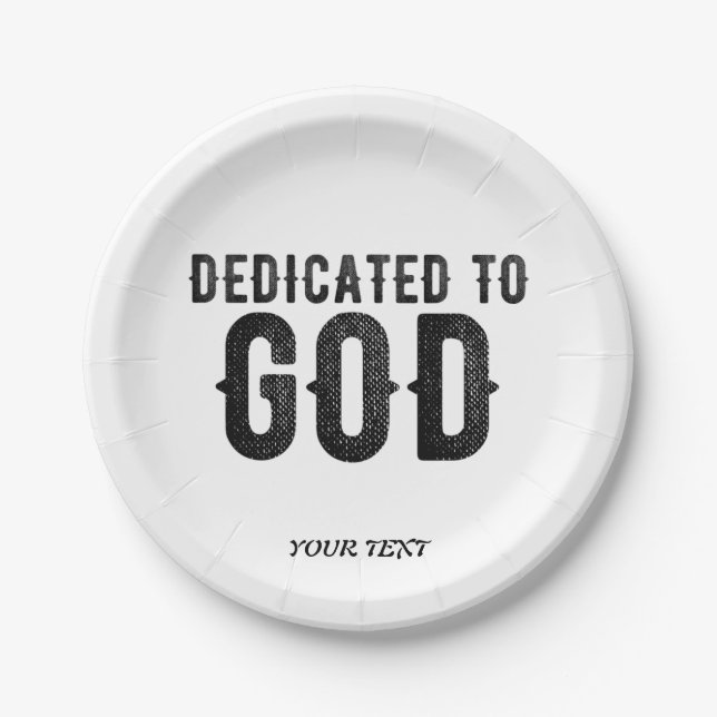 PLATO DE PAPEL DEDICADO A DIOS PERSONALIZABLE GUAY TEXTO NEGRO (Anverso)