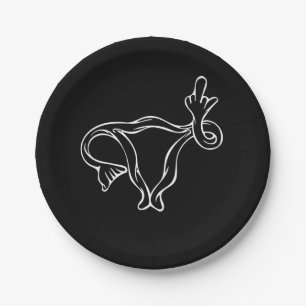 Plato De Papel Dedo medio Uterus Pro-elección