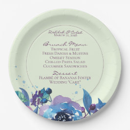 Plato De Papel Deep Blue Morple Moody Boda Floral