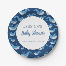 Plato De Papel Deep Blue Ocean Whale Baby Boy Baby Shower
