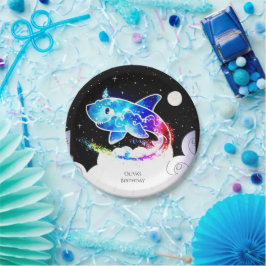 Plato De Papel Deepsea Magical Sencillo Cumpleaños del Tiburón
