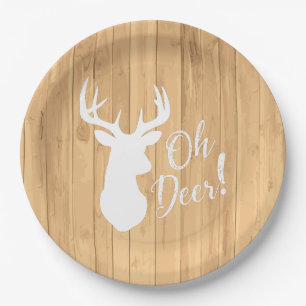 Plato De Papel Deer Hunting Lodge Baby Shower Antlers