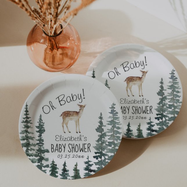 Plato De Papel Deer lindo Oh Baby Baby Shower (Subido por el creador)